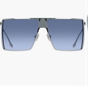 VICTORIA BECKHAM Shield Sunglasses with Blue Gradient Lenses and Silver Frame